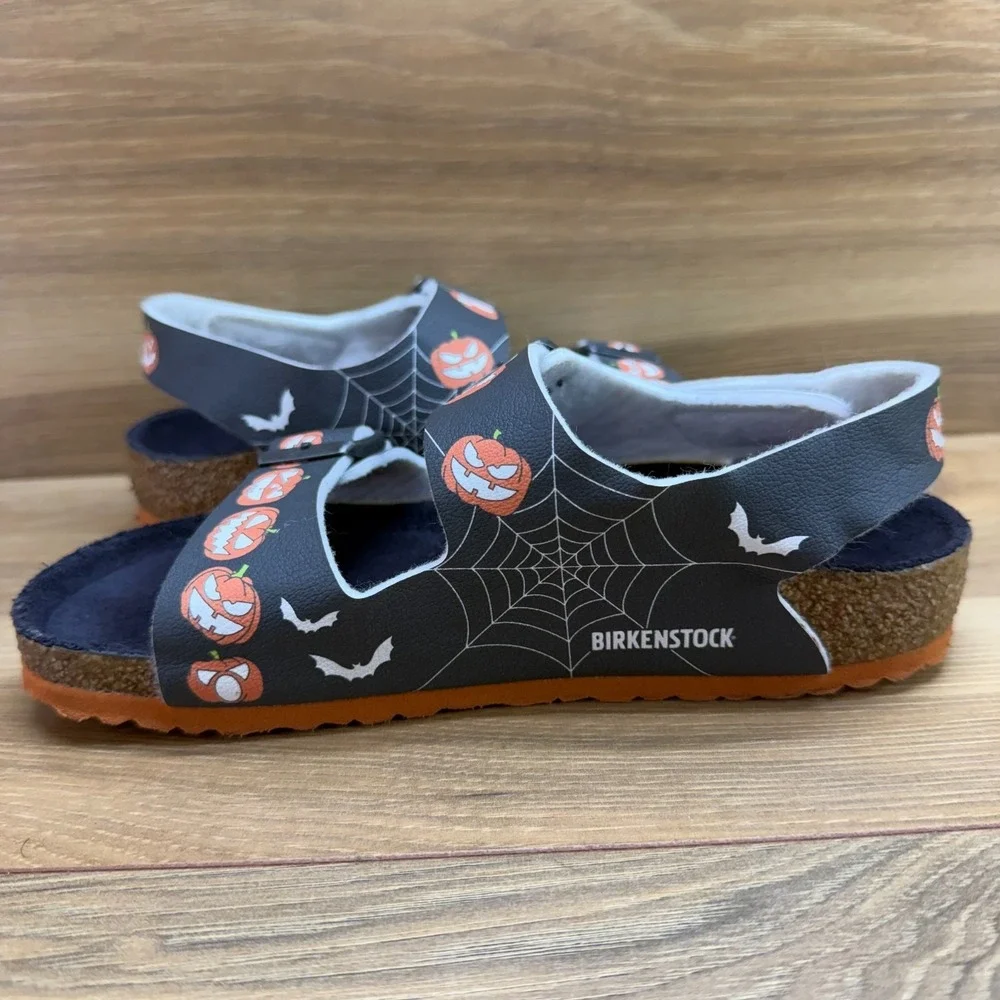 Birkenstock Milano Kids Halloween Sandals 1 EU 32‎ Black Orange Walking Casual